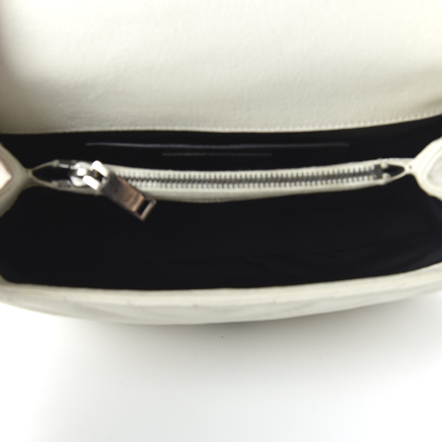 Saint Laurent Sheepskin Matelasse Chevron Monogram Medium College Bag Dove White 5 of 17