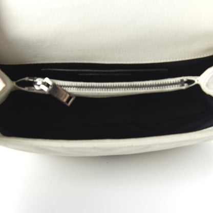 Saint Laurent Sheepskin Matelasse Chevron Monogram Medium College Bag Dove White 5 of 17