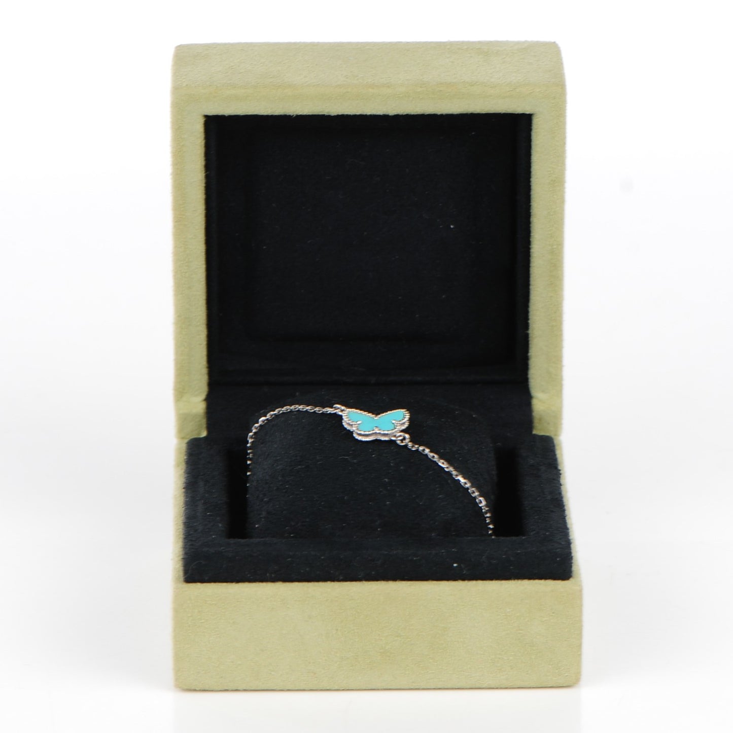 18K White Gold Turquoise Sweet Alhambra Butterfly Bracelet