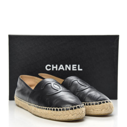 Chanel Lambskin CC Espadrilles 37 Black 9 of 9