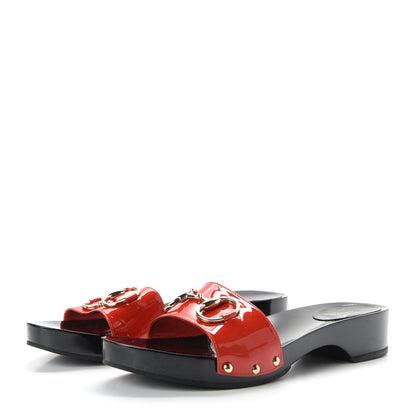 Gucci Vitello Vernice Soft Icon Bit Wood Clogs 8 Orange 3 of 9