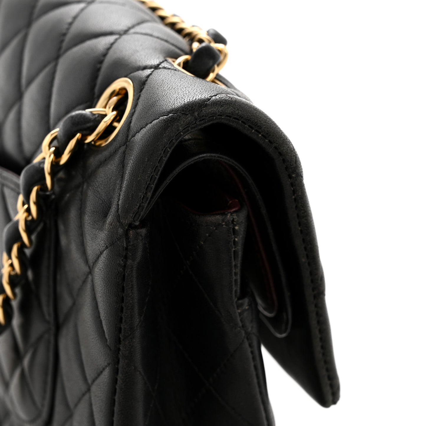 Lambskin Quilted Medium Double Flap Black