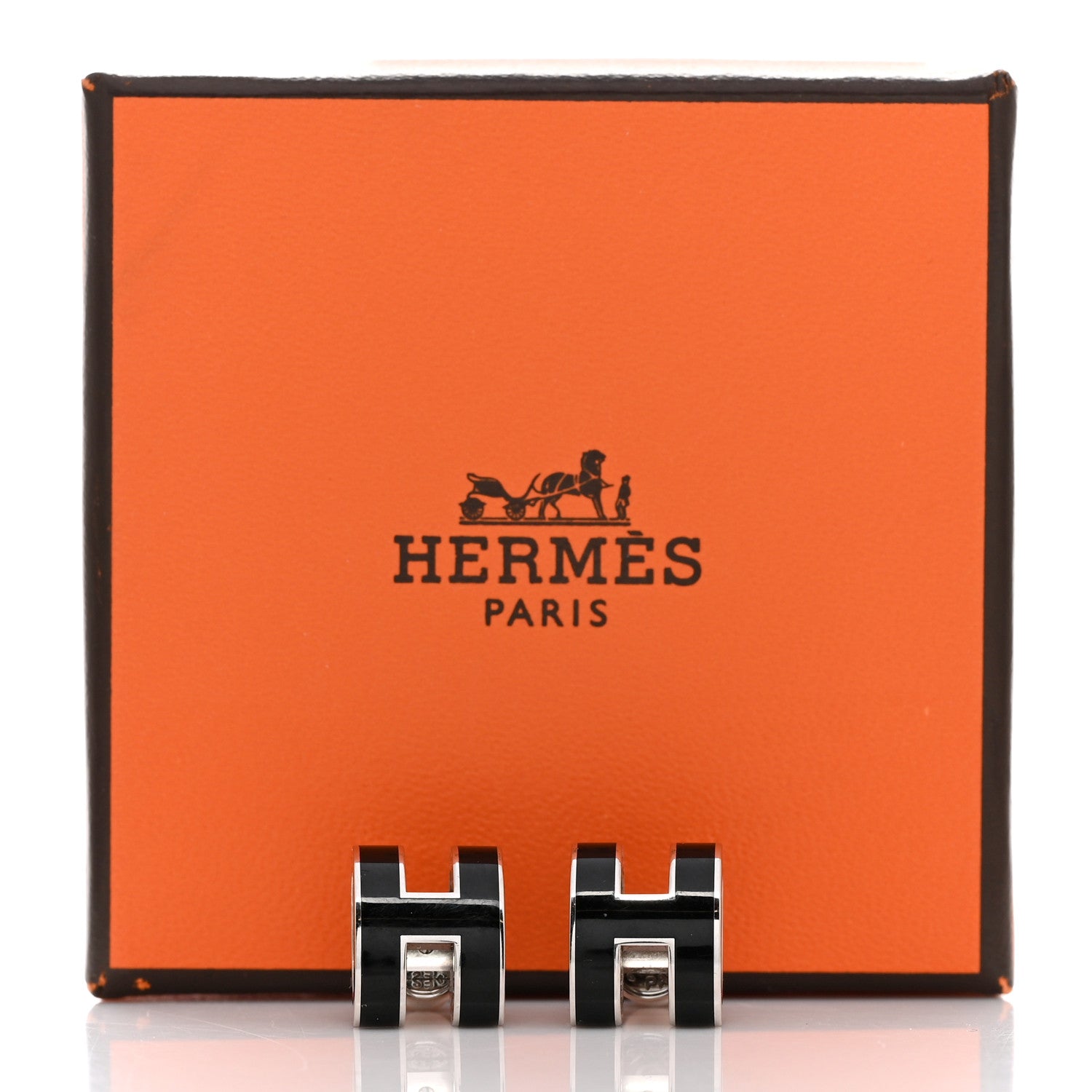 Hermes Palladium Lacquered Mini Pop H Earrings Black 7 of 7