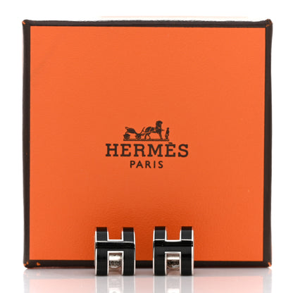 Hermes Palladium Lacquered Mini Pop H Earrings Black 7 of 7