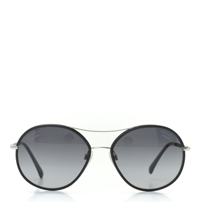Chanel Round Pilot Polarized Sunglasses 4228-Q Black 2 of 7
