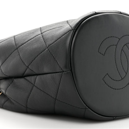 Chanel Lambskin Quilted Resin Bi-Color Chain Bucket Bag Black 10 of 11
