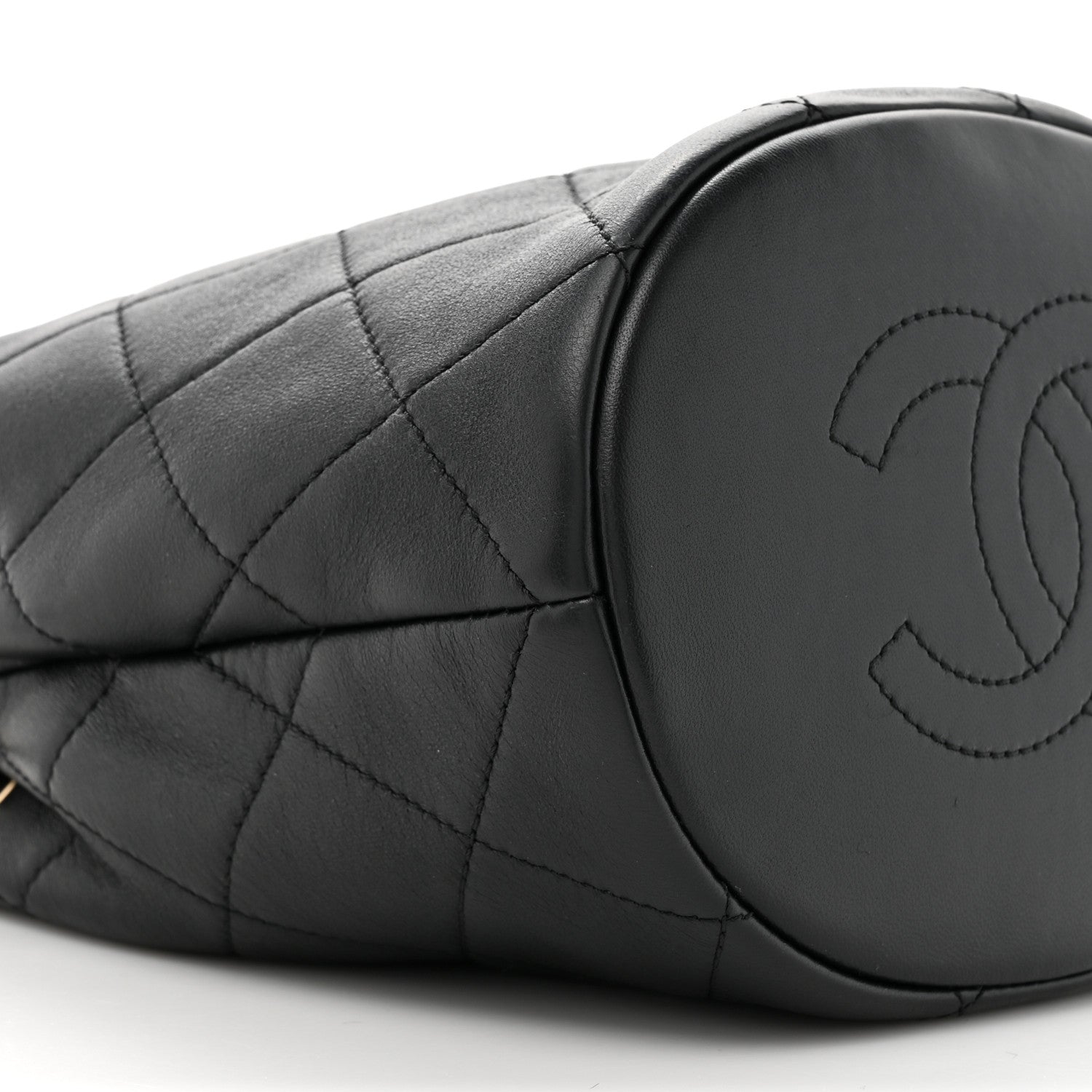 Chanel Lambskin Quilted Resin Bi-Color Chain Bucket Bag Black 10 of 10