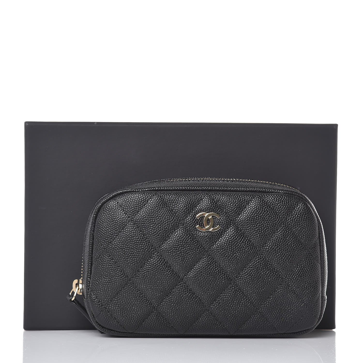 Chanel Caviar Quilted Small Curvy Pouch Cosmetic Case Black 8 of 8