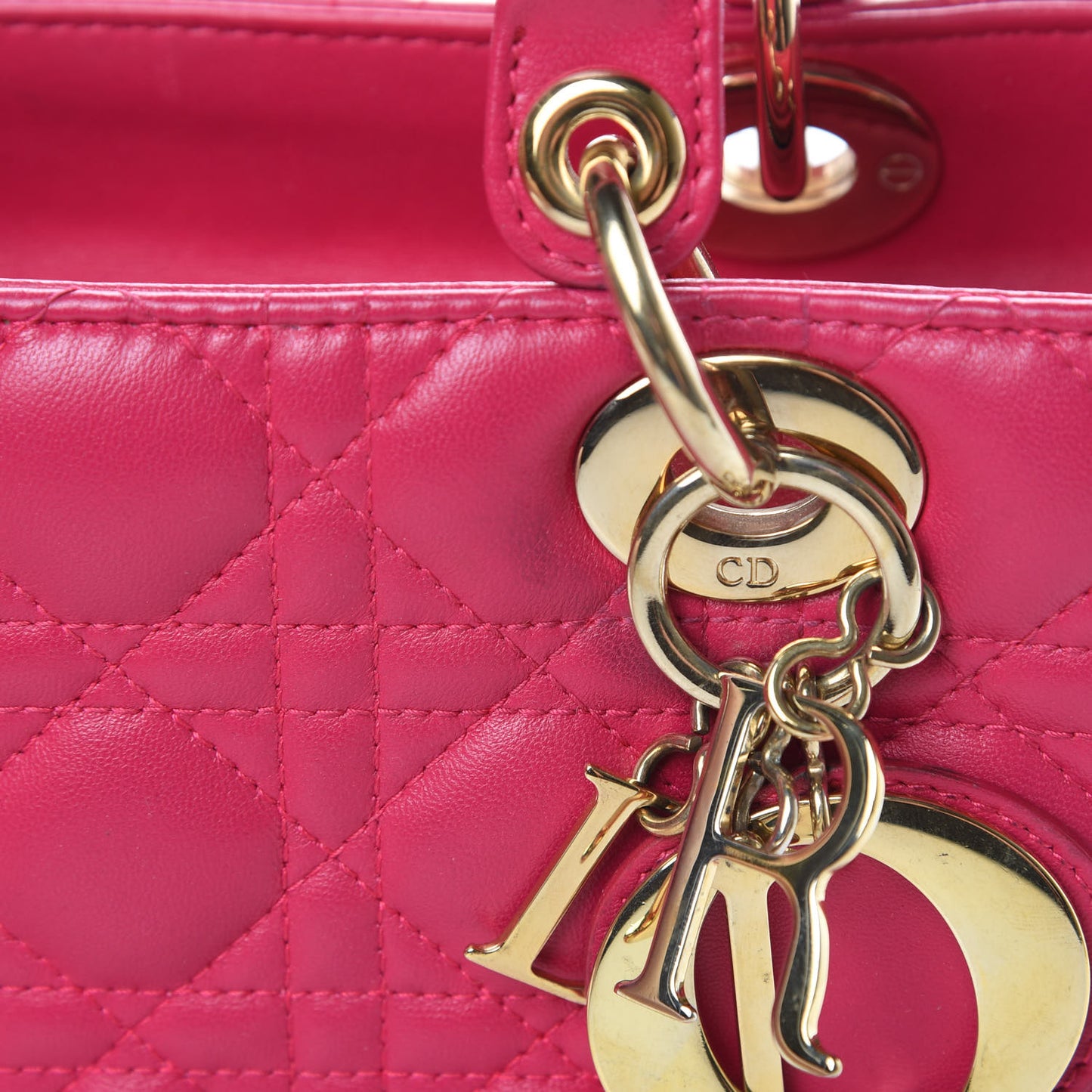 Lambskin Cannage Medium Lady Dior Fuchsia
