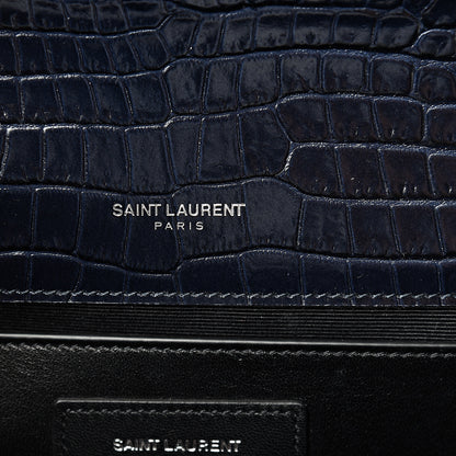Saint Laurent Calfskin Crocodile Embossed Medium Classic Monogram Kate Tassel Satchel Blue Sapphire 6 of 10