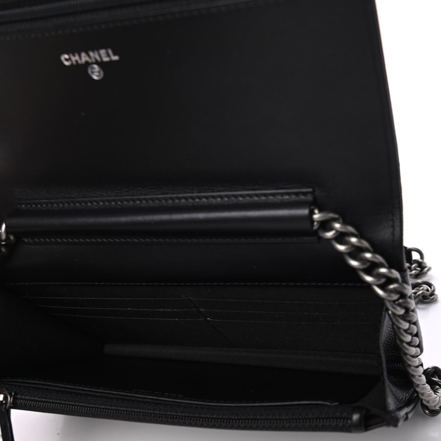 Chanel Caviar Quilted Boy Wallet On Chain WOC Black 4 of 4