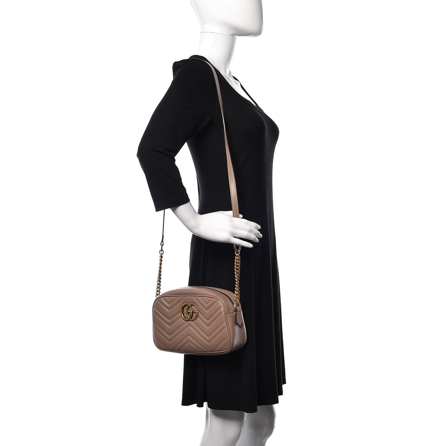 Calfskin Matelasse Small GG Marmont Chain Shoulder Bag Porcelain Rose