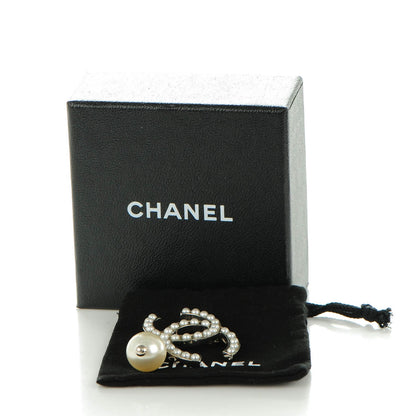 Chanel Pearl CC Drop Brooch Silver 5 of 5