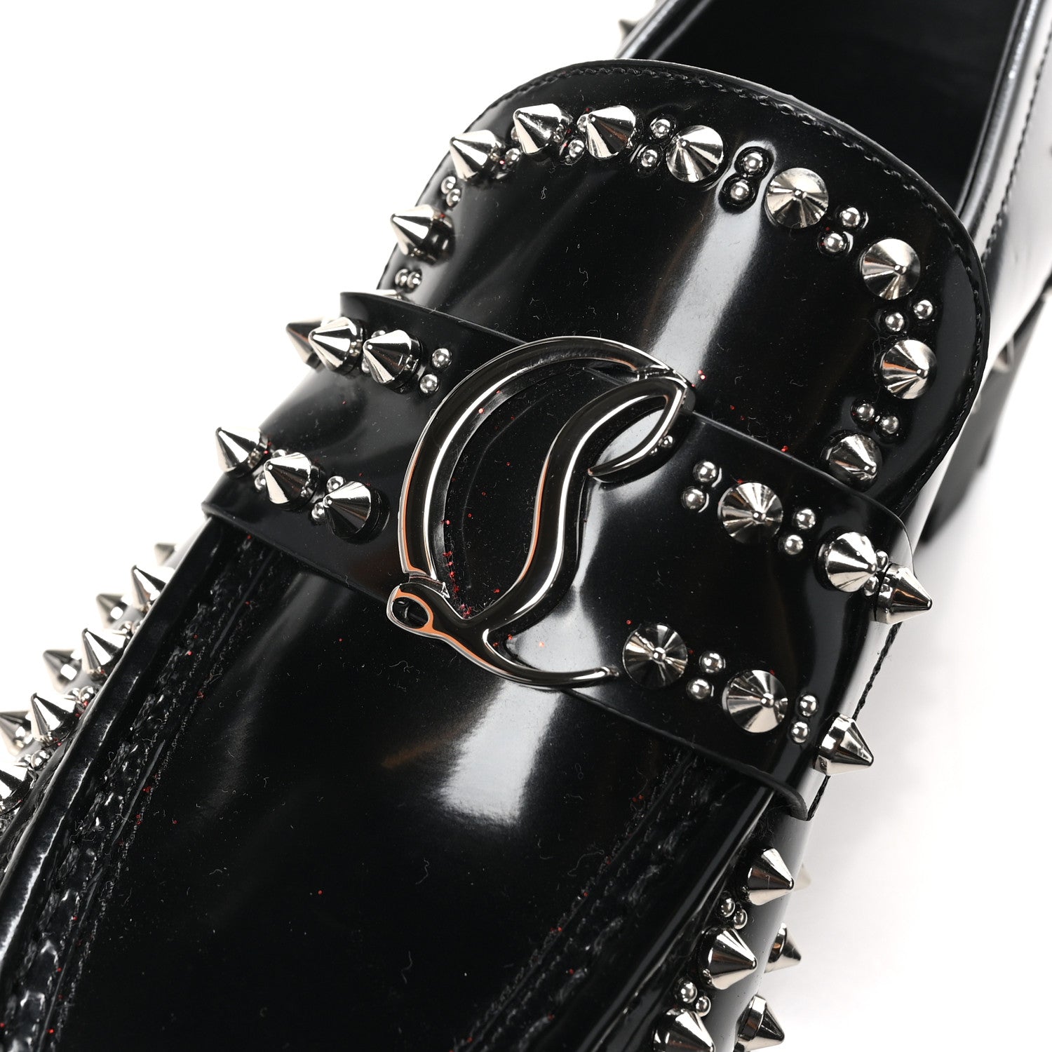 Christian Louboutin Calfskin Abrasivato Spike Womens Loafers 38.5 Black 9 of 9