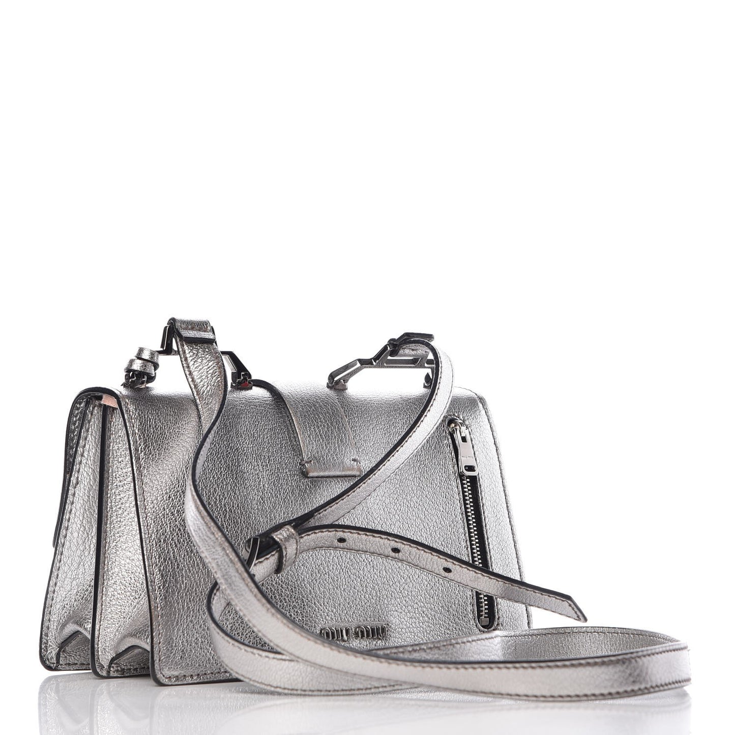 Metallic Goatskin Bandoliera Madras Shoulder Bag Chrome
