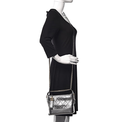 Chanel Metallic Aged Calfskin Quilted Small Gabrielle Hobo Silver 2 of 12