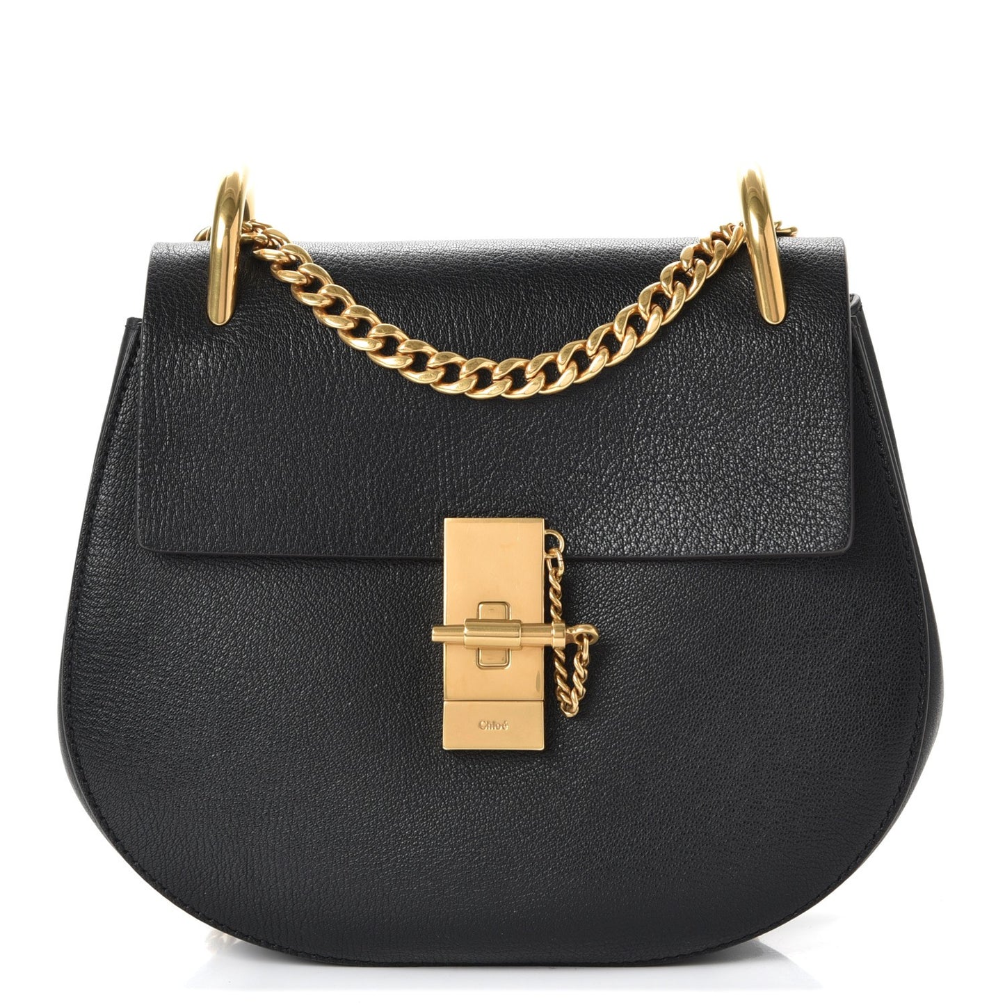 Grained Lambskin Drew Shoulder Bag Black