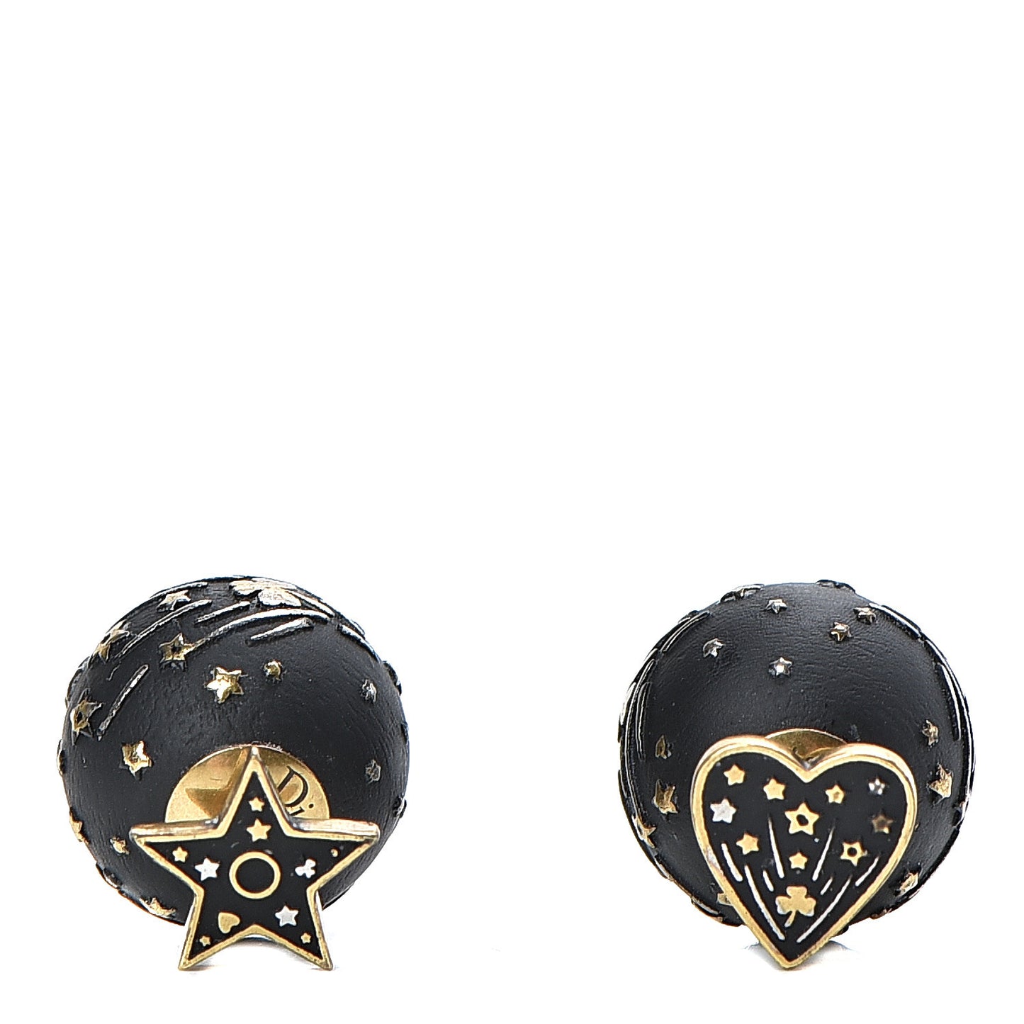 Metal Star Heart Mise En Dior Tribal Earrings Black Gold