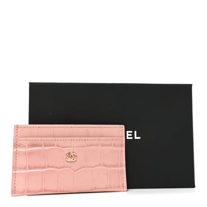 Chanel Calfskin Crocodile Embossed Crococo Card Holder Light Pink 8 of 8