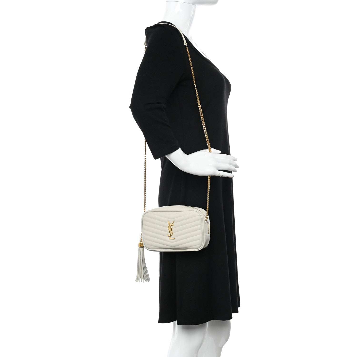 Saint Laurent Grain De Poudre Matelasse Monogram Mini Lou Camera Bag Crema Soft 2 of 11