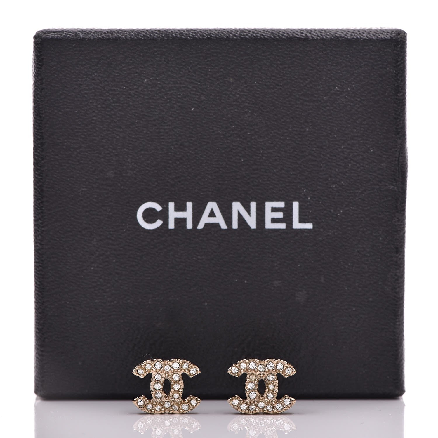 Chanel Crystal CC Earrings Light Gold 4 of 4