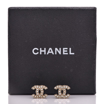 Chanel Crystal CC Earrings Light Gold 4 of 4