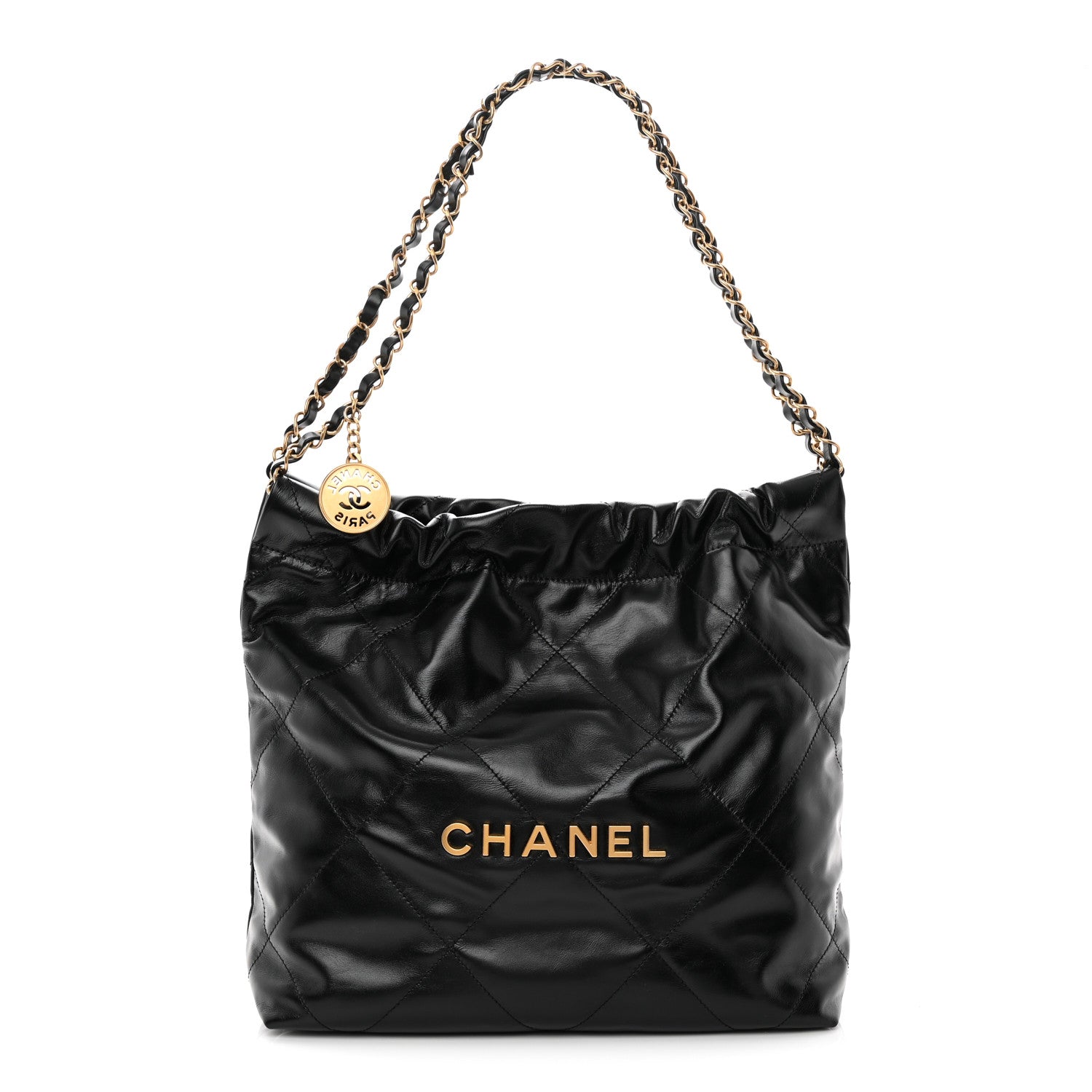 Chanel Shiny Calfskin Quilted Small Chanel 22 Black 1 of 12