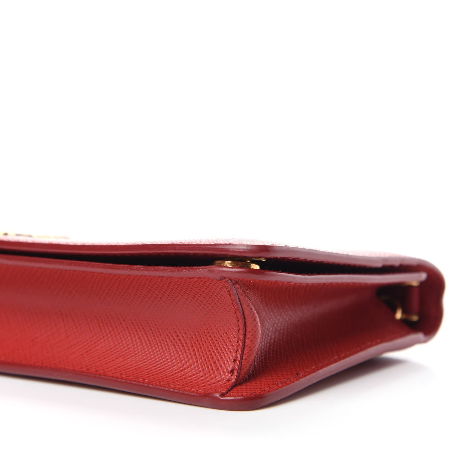 Prada Saffiano Metal Mini Flap Crossbody Wristlet Bag Fuoco 7 of 9
