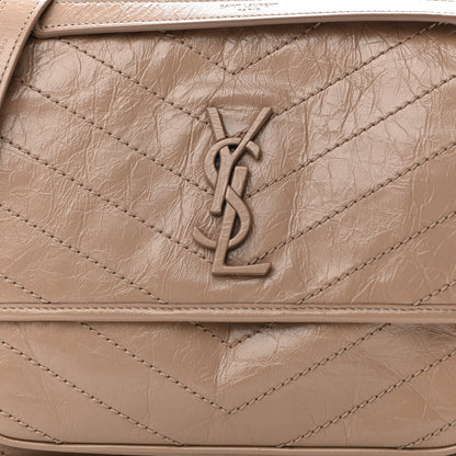 Saint Laurent Crinkled Calfskin Matelasse Monogram Medium Niki Chain Satchel Gold Sand 8 of 11