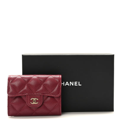Chanel Iridescent Caviar Quilted Flap Card Holder Wallet Burgundy 9 of 9