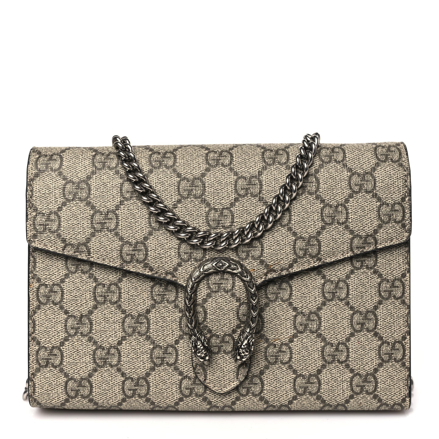 GG Supreme Monogram Mini Dionysus Chain Wallet Beige Black