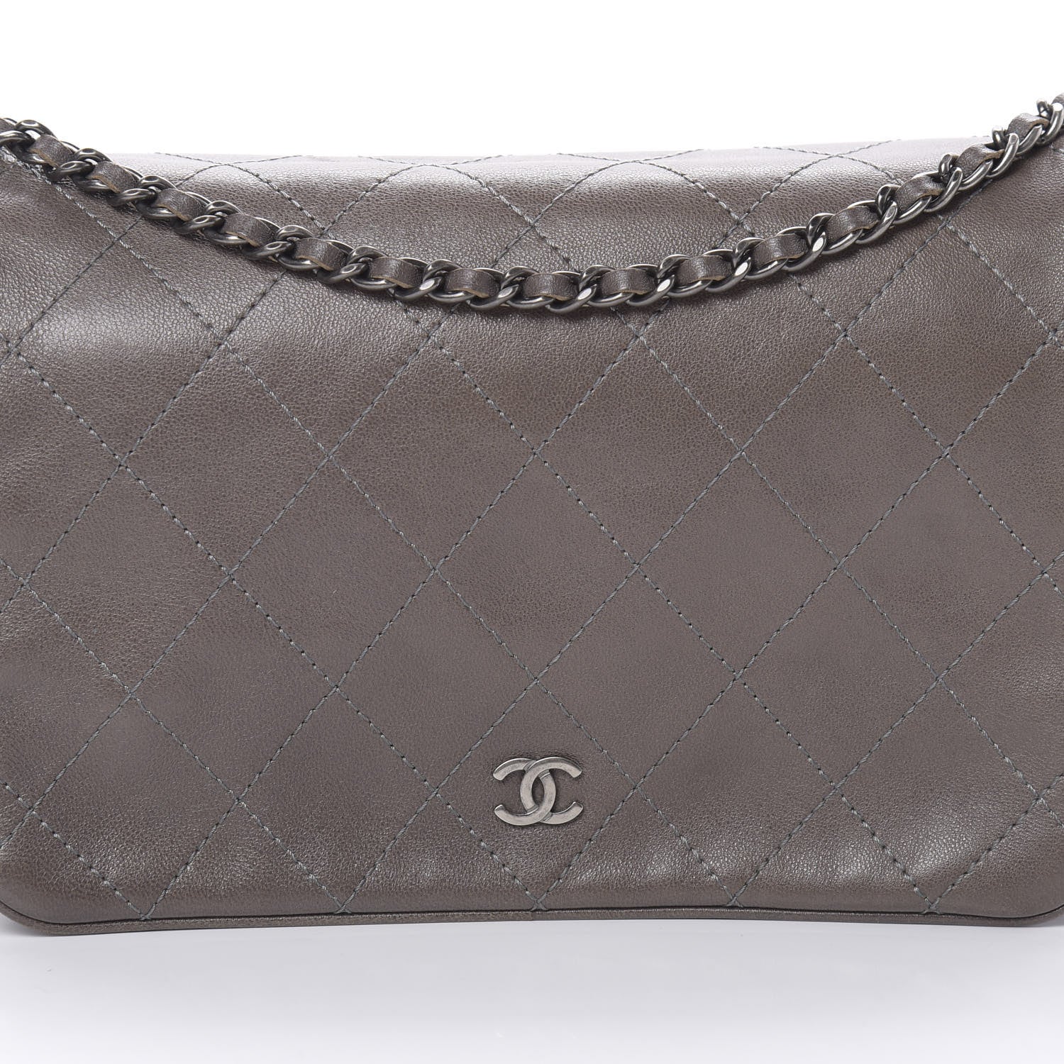 Chanel Calfskin Diamond Stitched Flap Grey 7 of 11