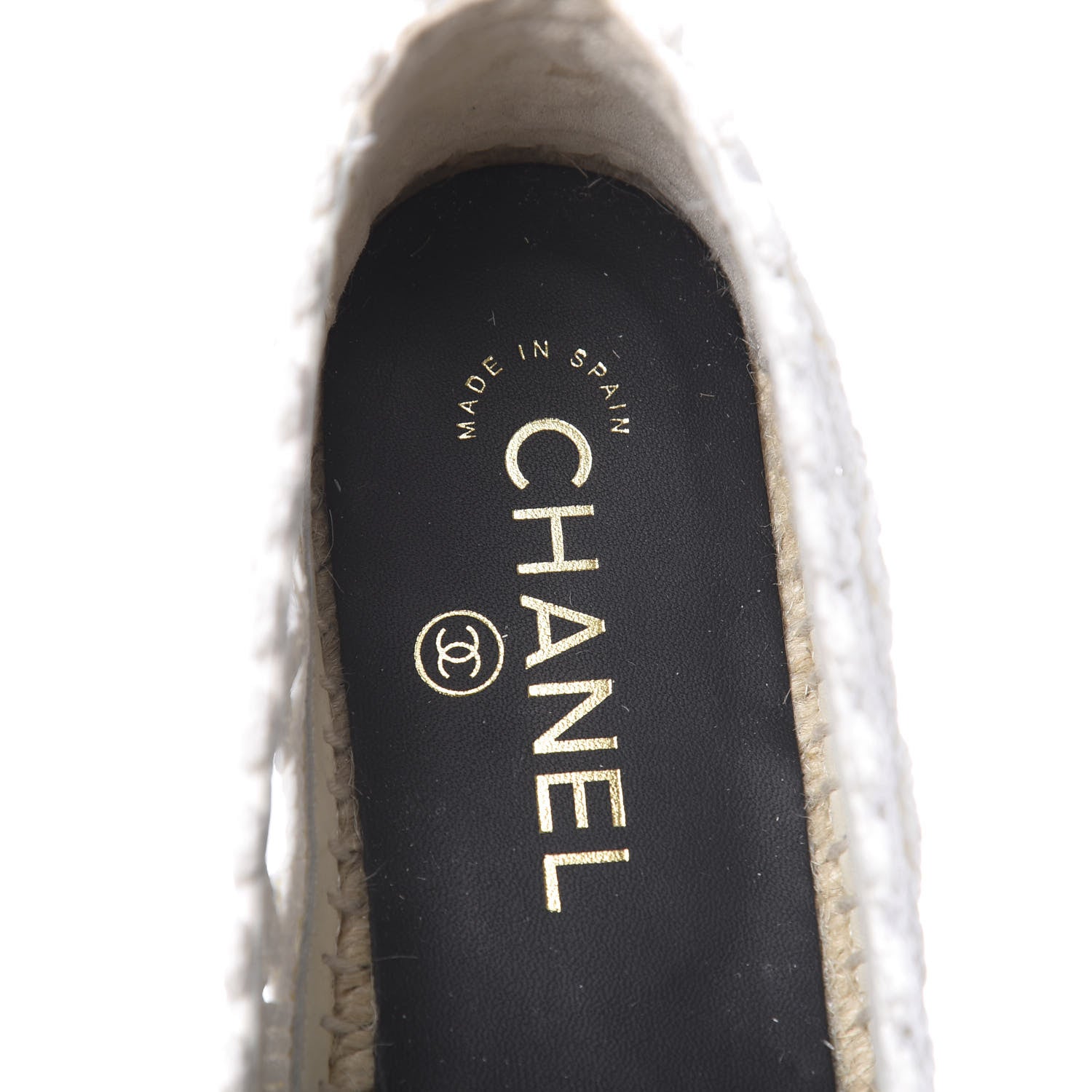 Chanel Woven Fabric Grosgrain CC Espadrilles 38 White Black 7 of 11