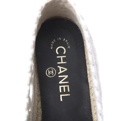 Chanel Woven Fabric Grosgrain CC Espadrilles 38 White Black 7 of 11
