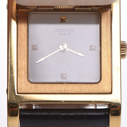 Hermes Stainless Steel Alligator 23mm Medor Quartz Watch Noir 3 of 12