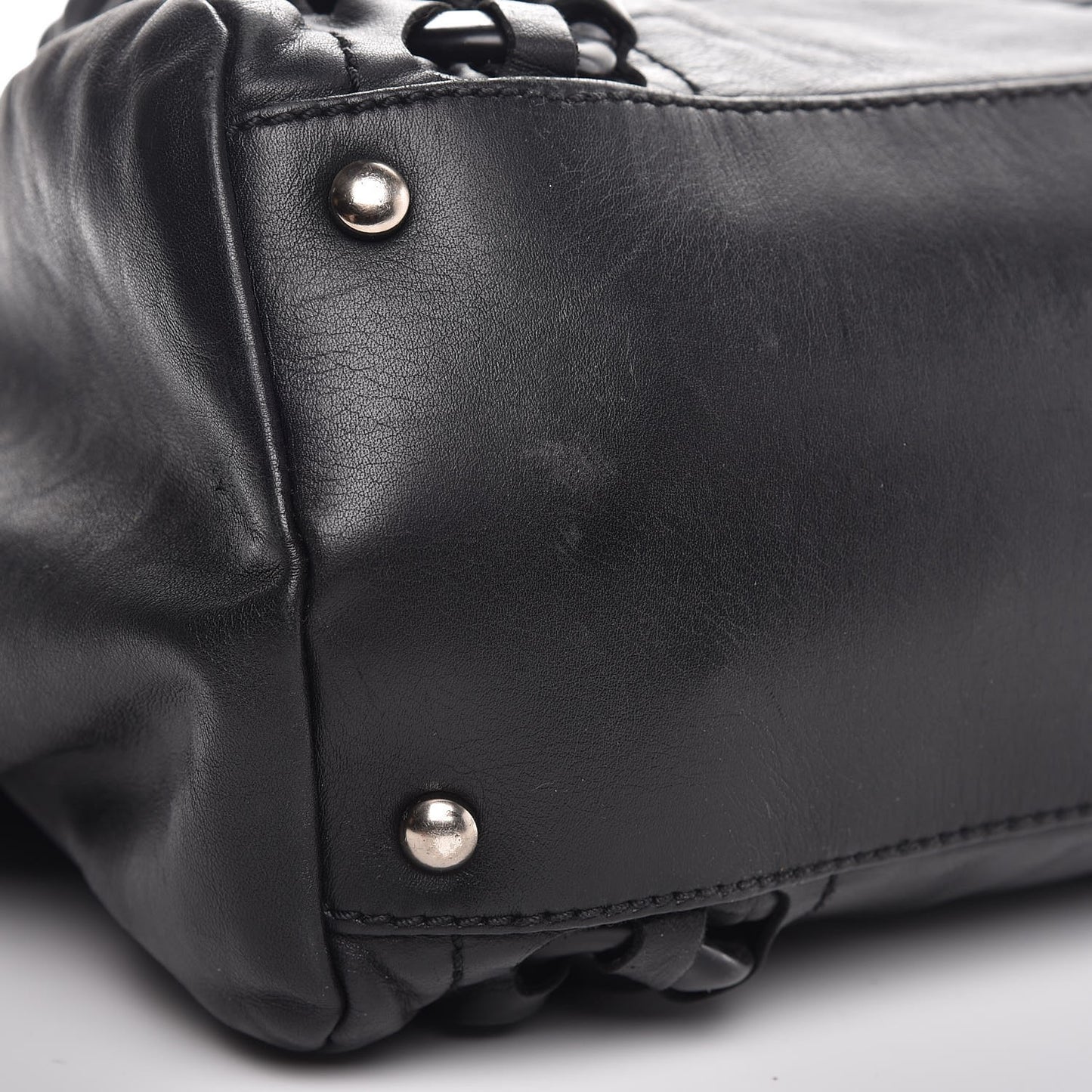 Calfskin Modern Chain Rhodoid East West Tote Black