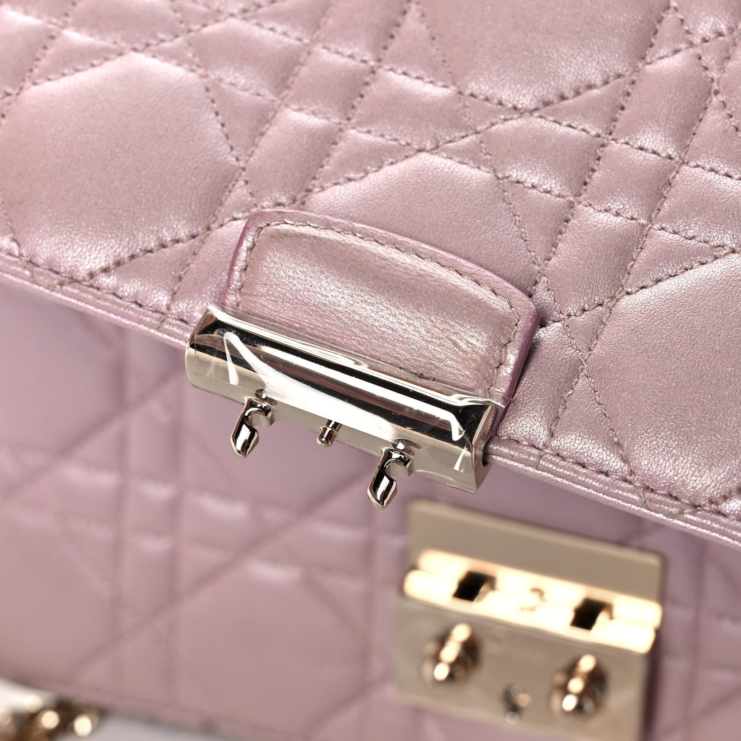 Christian Dior Pearly Lambskin Cannage Miss Dior Promenade Pouch Lotus 11 of 16