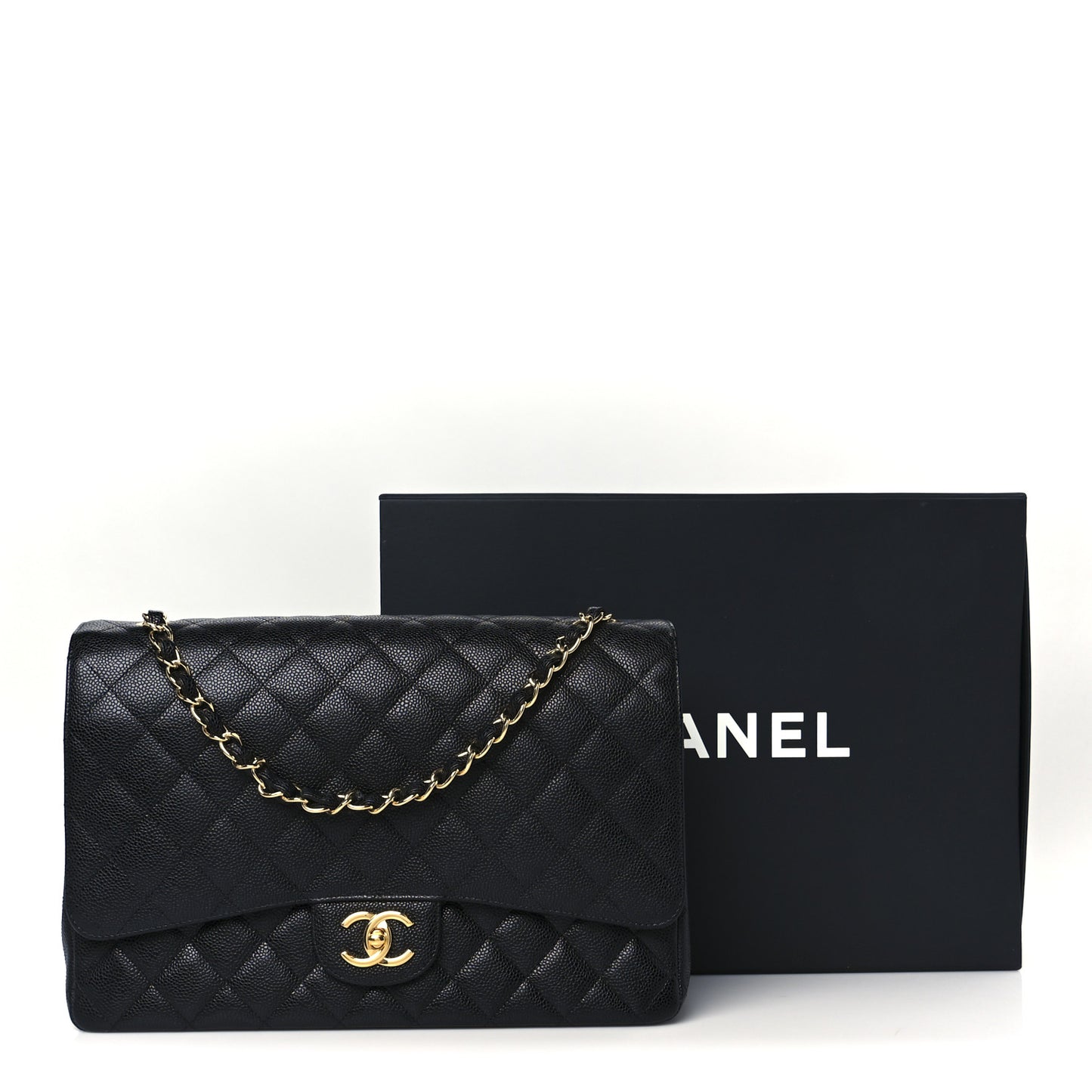 Caviar Quilted Maxi Double Flap Black