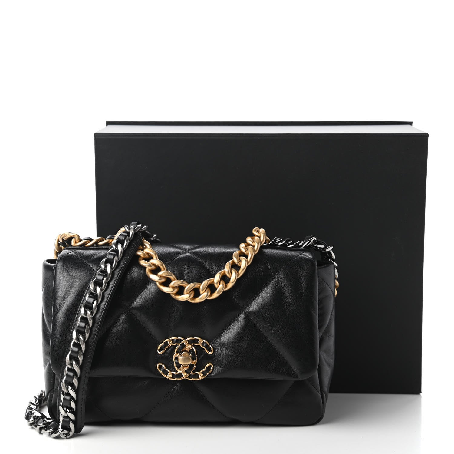 Chanel Goatskin Quilted Medium Chanel 19 Flap Black 11 of 11