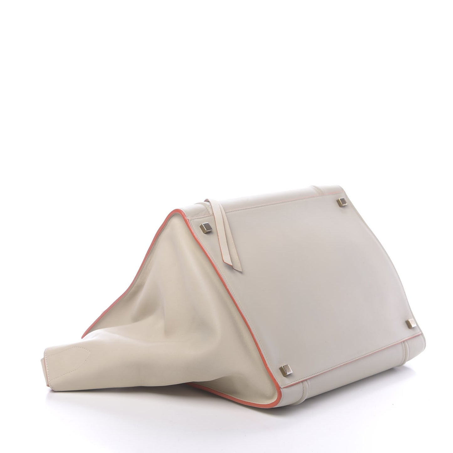 Smooth Calfskin Medium Phantom Luggage Chalk Orange Trim