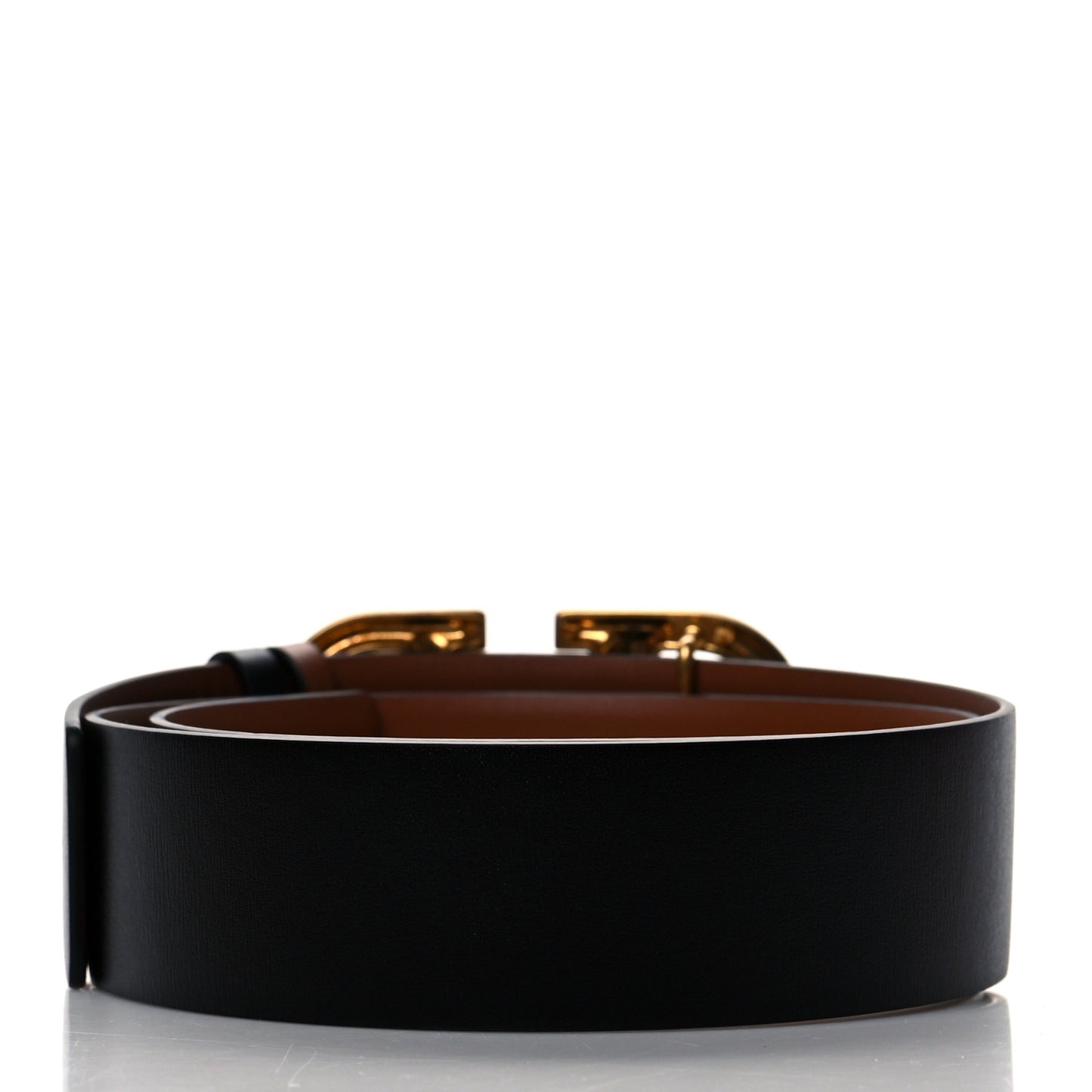 Glossy Calfskin VLogo Reversible 40mm Belt 75 30 Saddle Brown Black