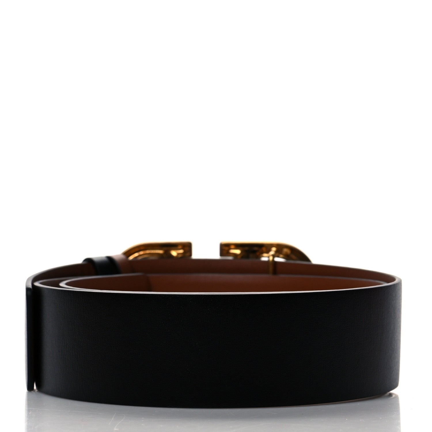 Valentino Garavani Glossy Calfskin VLogo Reversible 40mm Belt 75 30 Saddle Brown Black 2 of 5