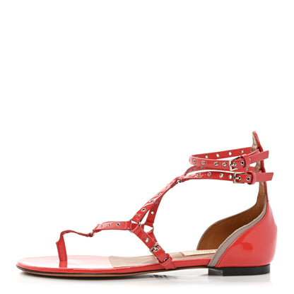 Valentino Garavani Patent Love Latch Gladiator Flat Sandals 36 Deep Coral Poudre 1 of 8