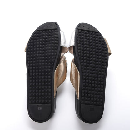 Fendi Metallic Nappa Crystal Flowerland Crisscross Slide Sandals 40 Argento Bronze Gold 6 of 10