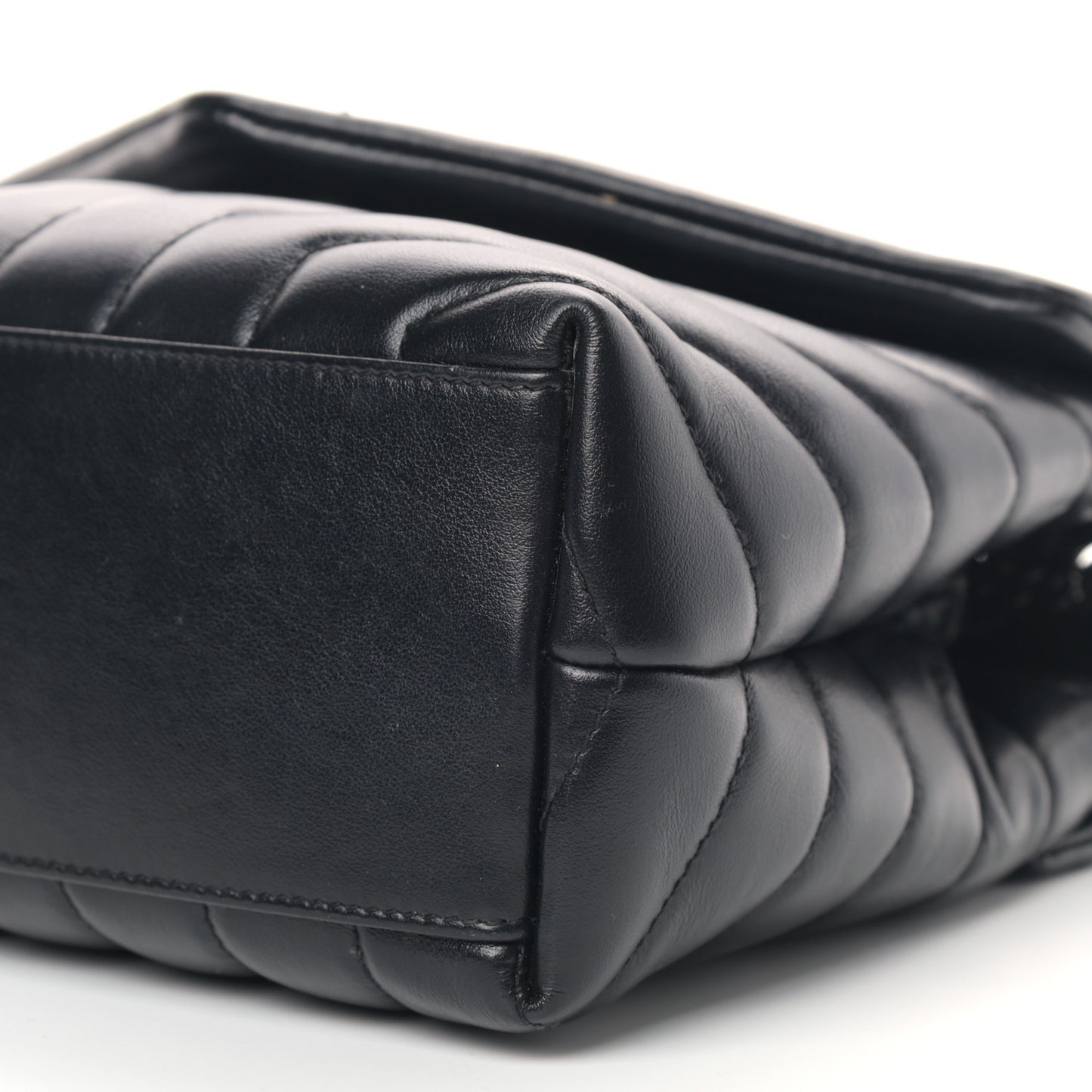 Calfskin Y Quilted Monogram Small Loulou Chain Satchel Black