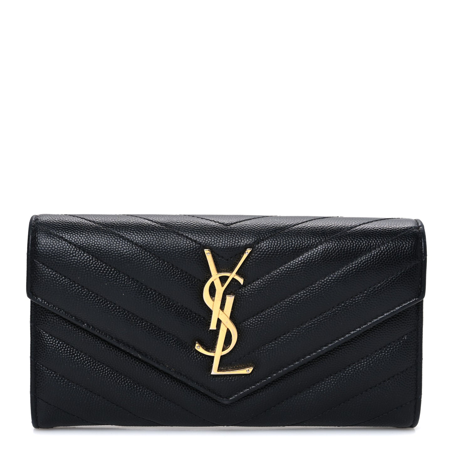 Grain De Poudre Matelasse Chevron Monogram Flap Wallet Black