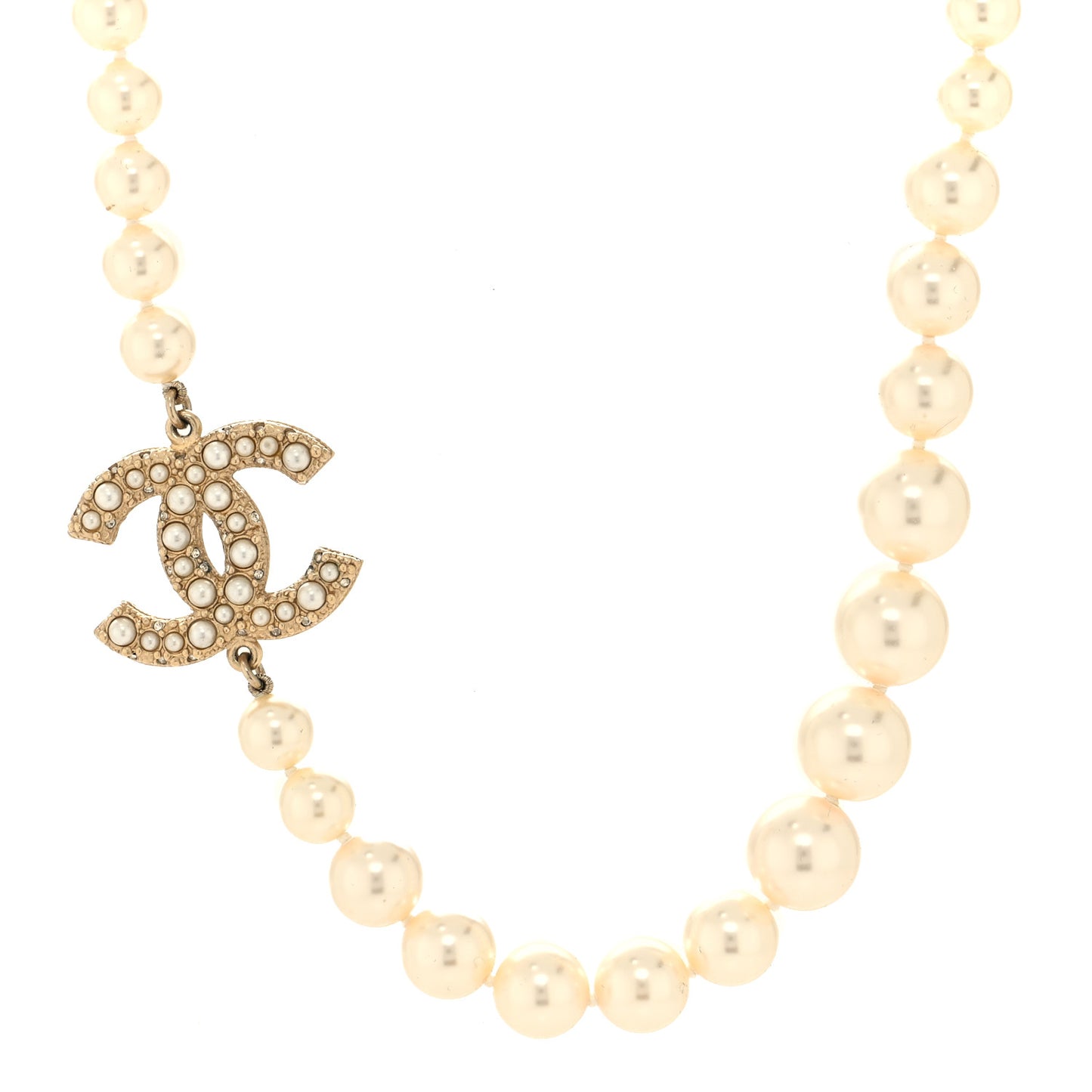 Pearl CC 100th Anniversary Necklace Light Gold