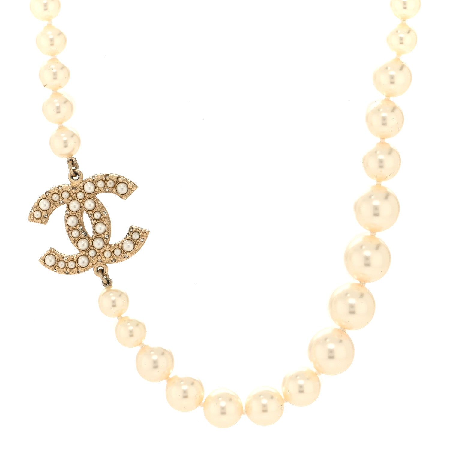 Chanel Pearl CC 100th Anniversary Necklace Light Gold 1 of 5