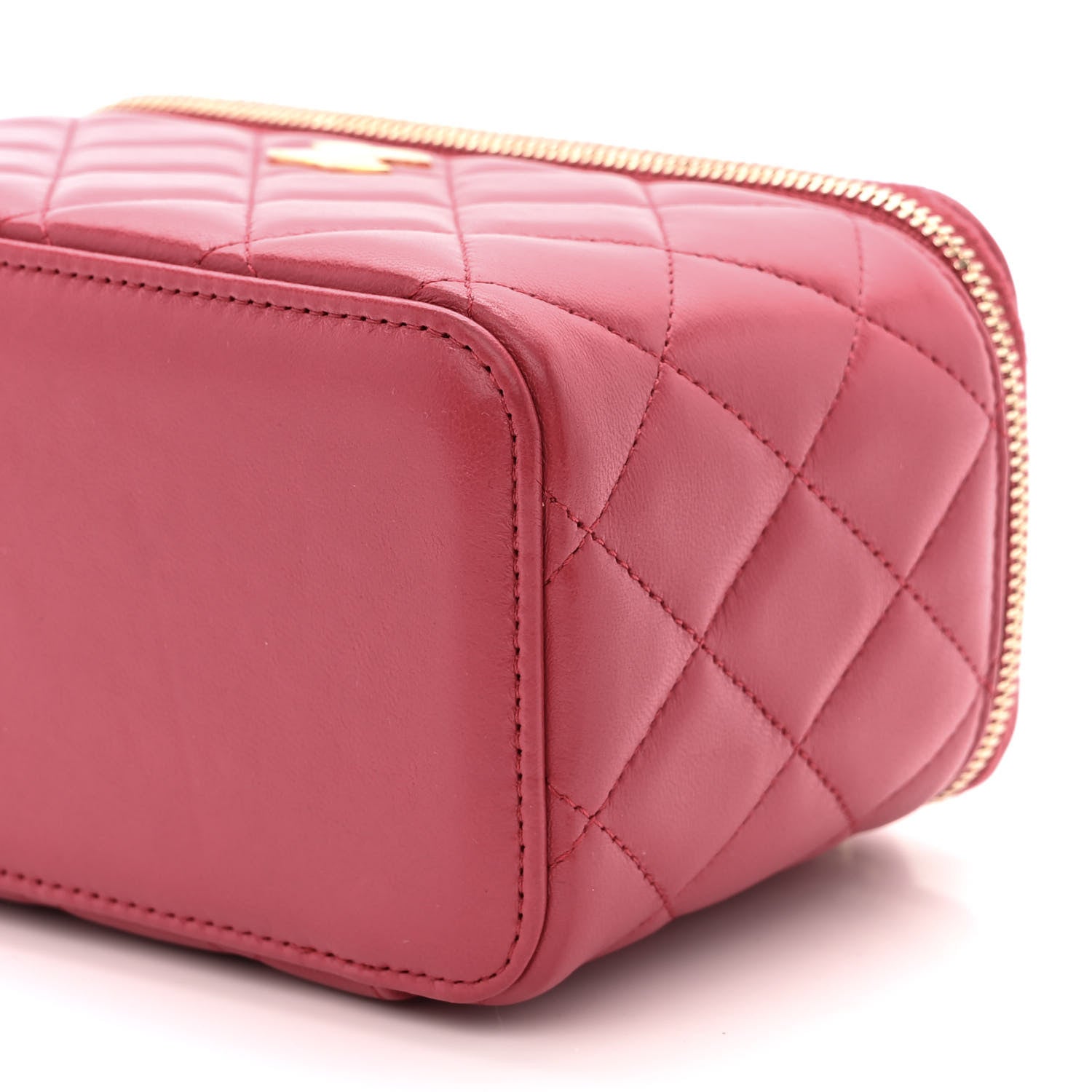 Chanel Lambskin Quilted Small Top Handle Vanity Case With Chain Dark Pink 10 of 11