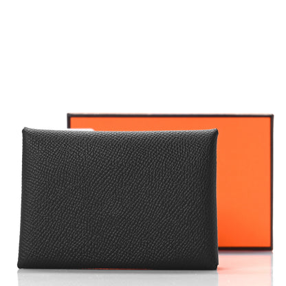 Hermes Epsom Calvi Duo Card Case Black 9 of 9